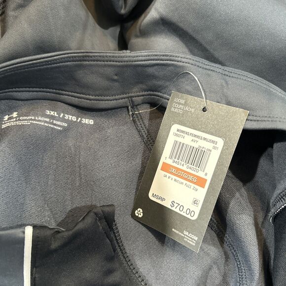 Under Armour Women's Plus 3XL Black Gray Fleece Lined Zip Jacket Mock Neck - Picture 10 of 11